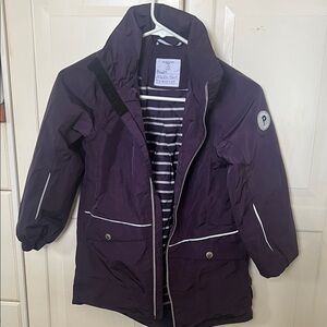 Polarn O. Pyret Dark Purple Kids Raincoat with Reflective Trim